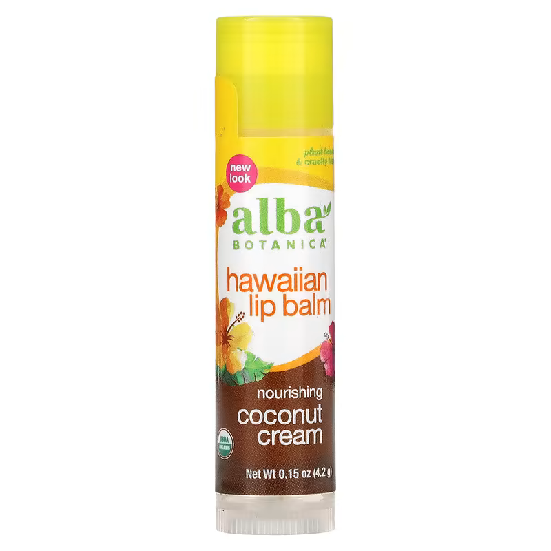 Alba Botanica Hawaiian Coconut Cream Lip Balm, 0.15 Oz