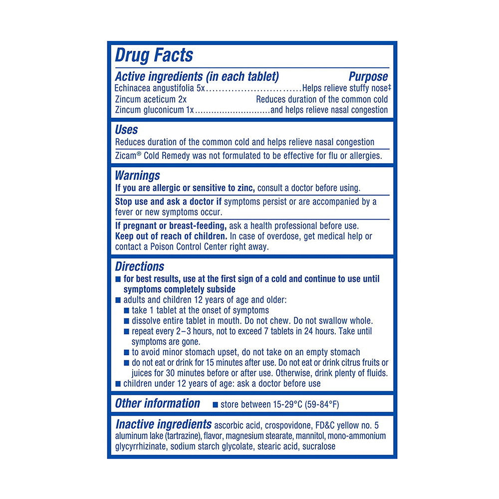 Zicam Cold Remedy Rapid Melts With Echinacea Tablets, Lemon Lime, 25 Ea