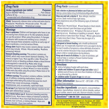 Anacin Fast Pain Relief Pain Reducer Aspirin Tablets, 100 Tablets