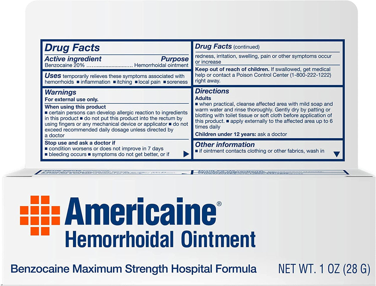 Americaine Hemorrhoidal Ointment, Maximum Strength, Hospital Formula - 1 Oz