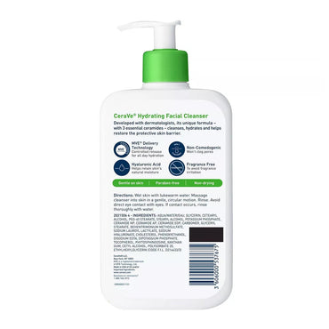 Cerave Hydrating Facial Cleanser, Moisture Balance, 16 Oz