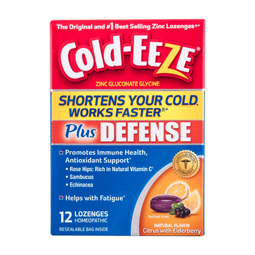 Cold-Eeze Cold Remedy Plus Defense Lozenges, Citrus with Elderberry, 12 Ea