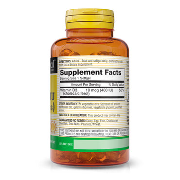Mason Natural Vitamin D400 Iu Softgels For Bone And Joint Health - 100 Ea