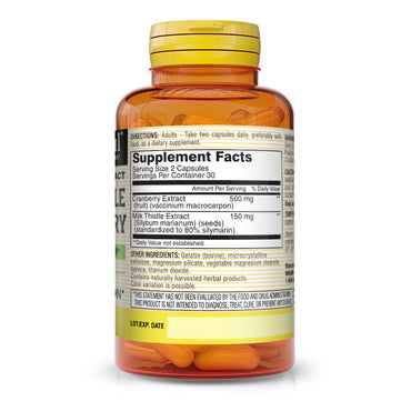 Mason Natural Milk Thistle And Cranberry Capsules, Liver And Kidney Cleanser - 60 Ea