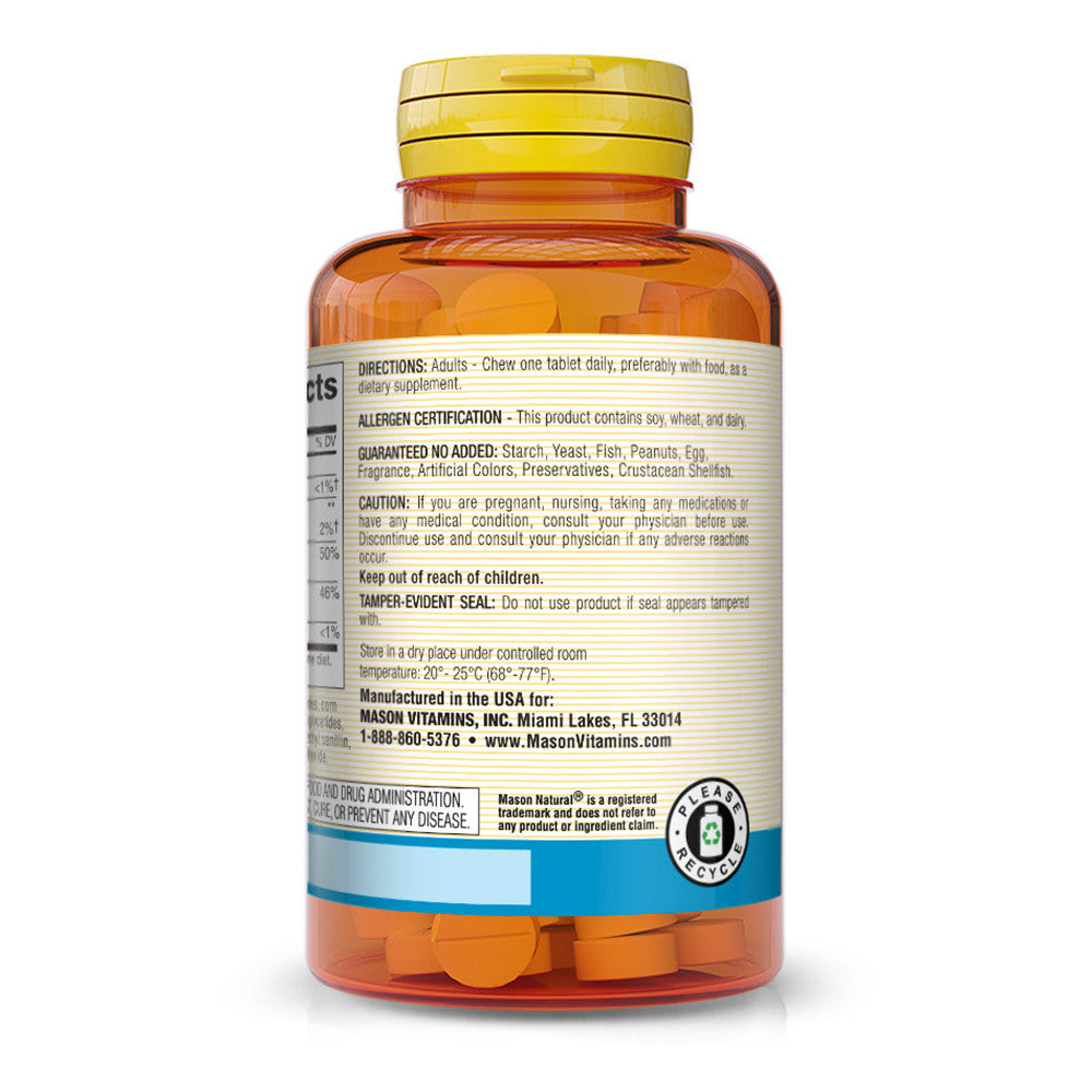 Mason Natural Super Calcium 600 Plus D3 Plus Chewable Tablets - 100 Ea