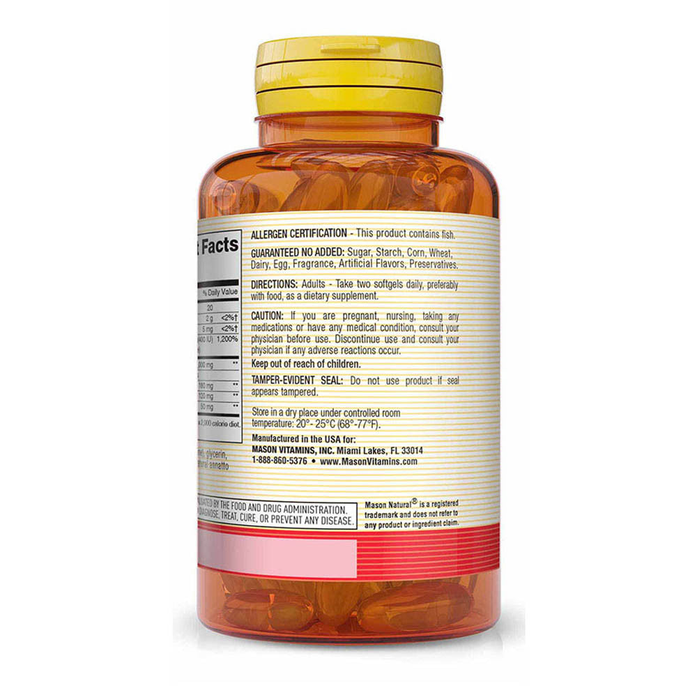 Mason Natural Heart Trio Co Q-10 With Vitamin E And Fish Oil Softgels, 60 Ea