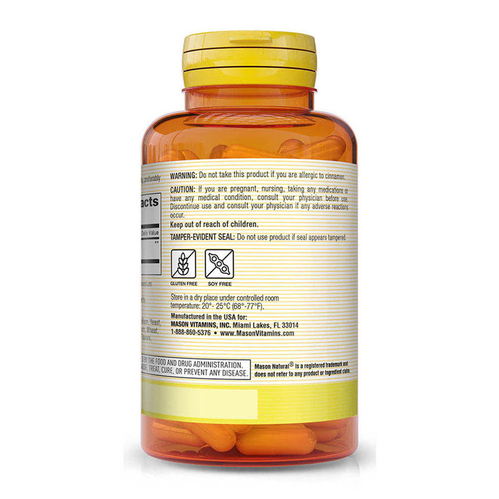 Mason Natural Cinnamon 1000 Mg Natural Dietary Supplement Capsules, 100 Ea