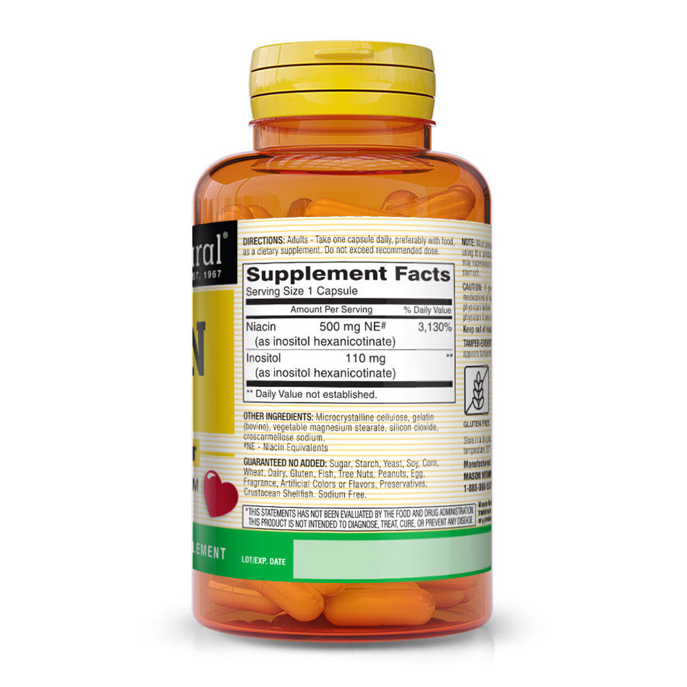 Mason Natural Niacin 500 Mg Inositol Hexanicotinate Flush Free Capsules - 60 Ea