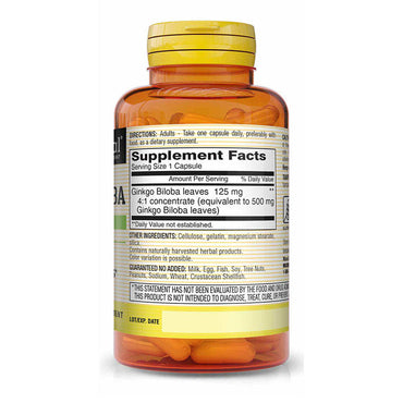Mason Natural Premium Herb Ginkgo Biloba 500 Mg Capsules, 60 Ea