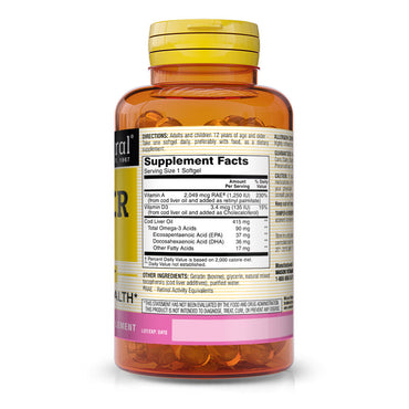 Mason Natural Omega - 3 Cod Liver Oil With Vitamin A And D3 Food Supplement Softgels - 100 Ea
