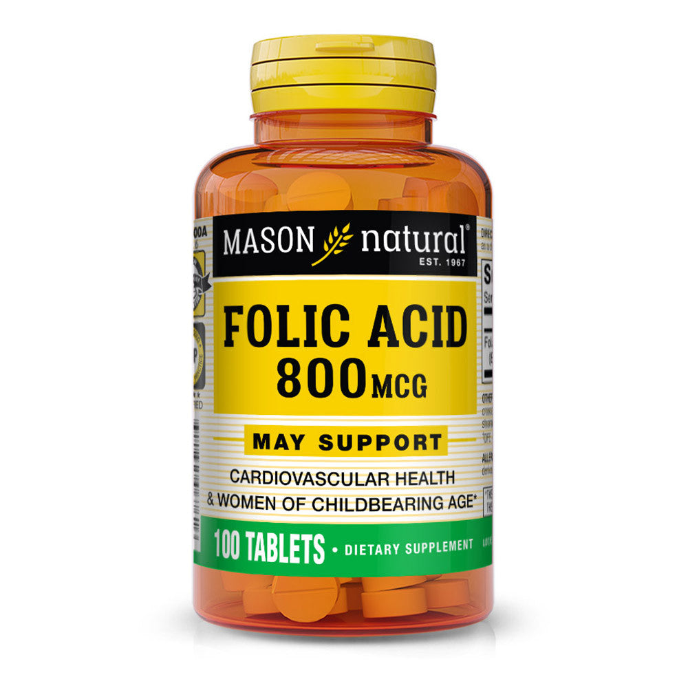 Mason Natural Folic Acid 800 Mcg Tablets - 100 Ea