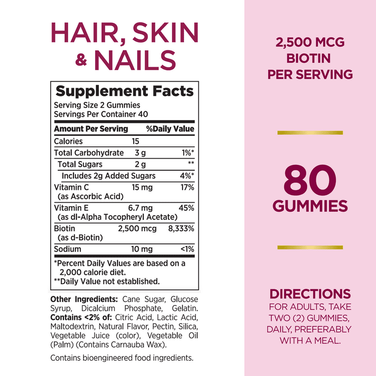 Natures Bounty Hair, Skin And Nails Gummies, Strawberry, 80 Ea
