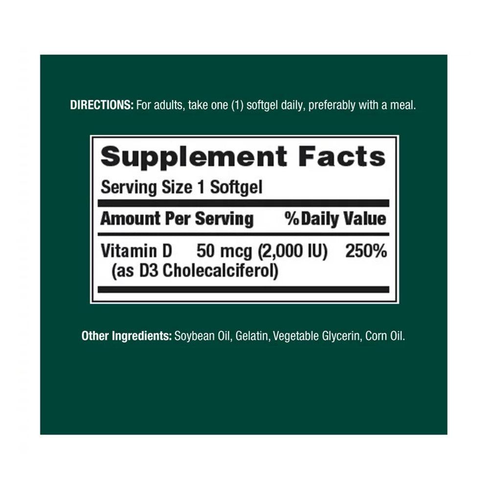 Natures Bounty Vitamin D3 2000 Iu Rapid Release Softgels, 150 Ea