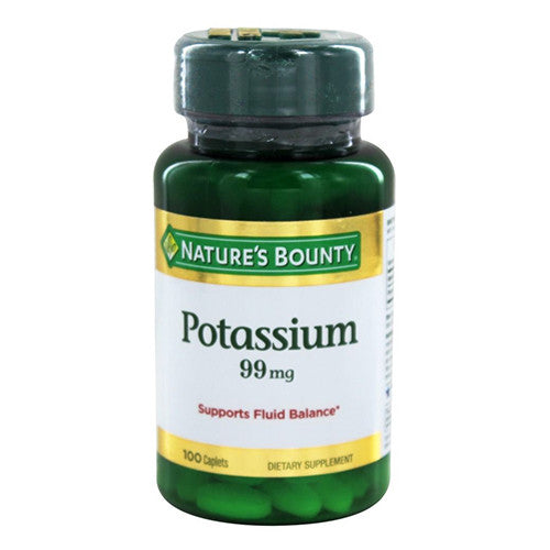 Natures Bounty Potassium Gluconate 99 Mg Supplement Caplets, 100 Ea