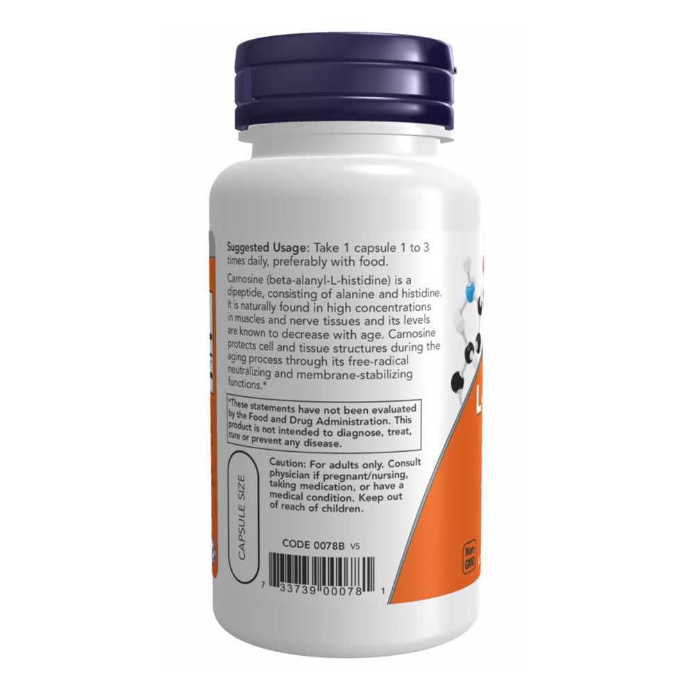 Now Foods L-Carnosine 500 mg Veg Capsules, 50 Ea