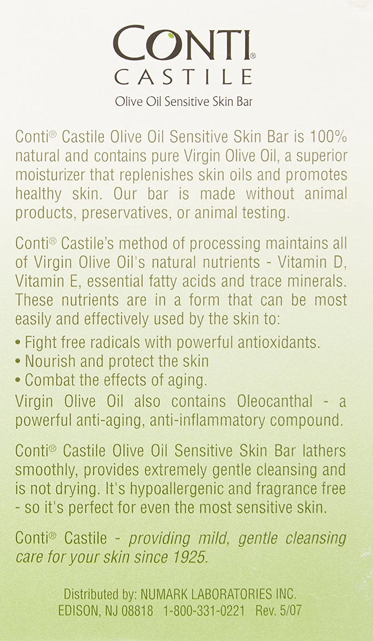 Conti Castile Pure Organic Olive Oil Sensitive Skin Bar Soap, 3.7 Oz