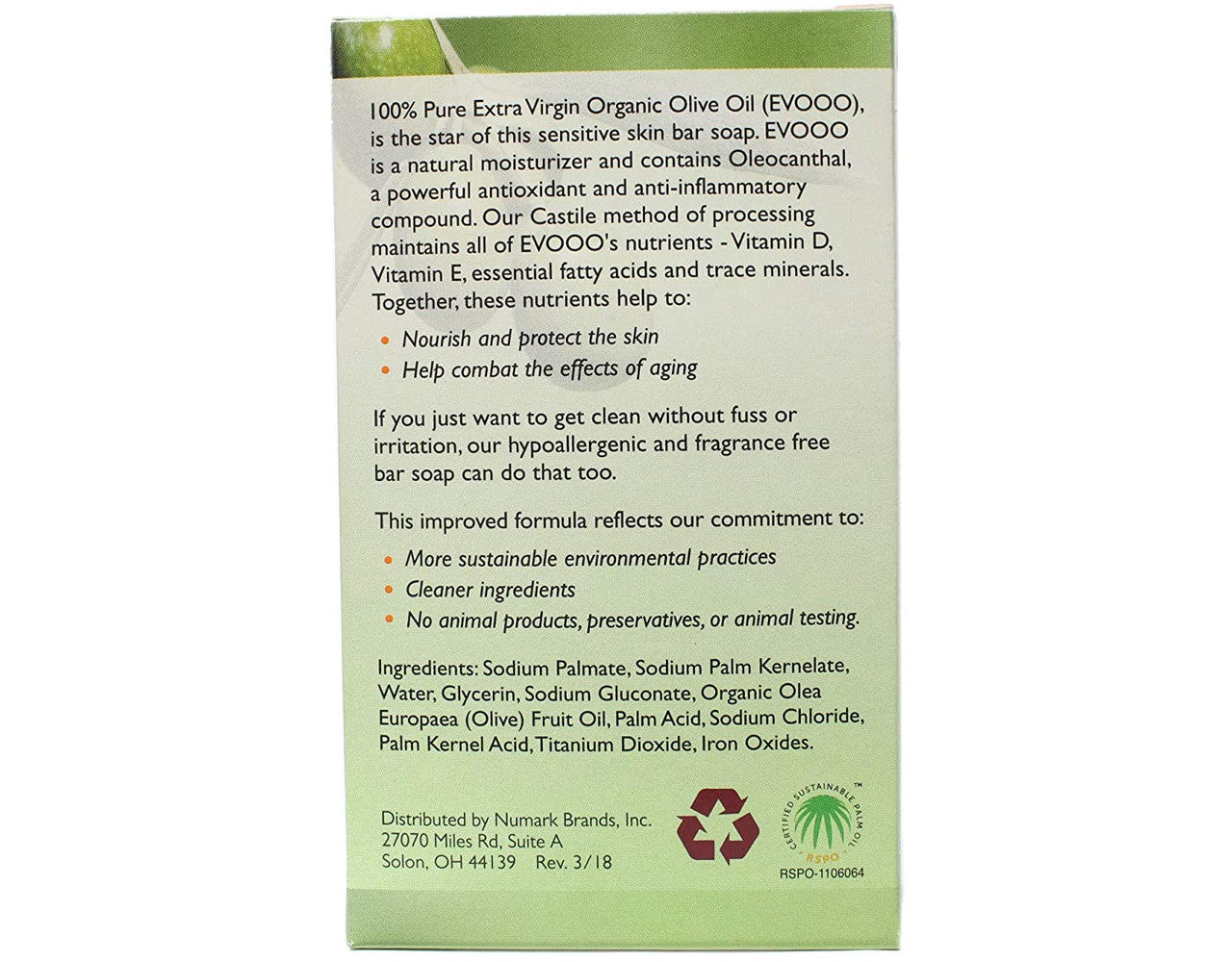 Conti Castile Pure Organic Olive Oil Sensitive Skin Bar Soap, 3.7 Oz