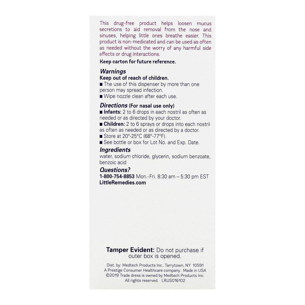 Little Remedies Saline Spray Drops For Dry Or Stuffy Noses, 1 Oz