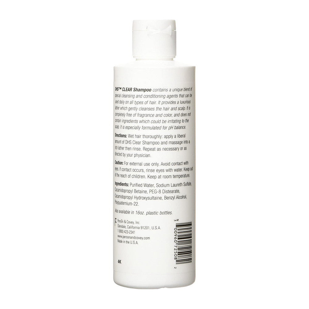 DHS Clear Shampoo For Daily Cleaning Of Hair And Scalp - 8 Oz