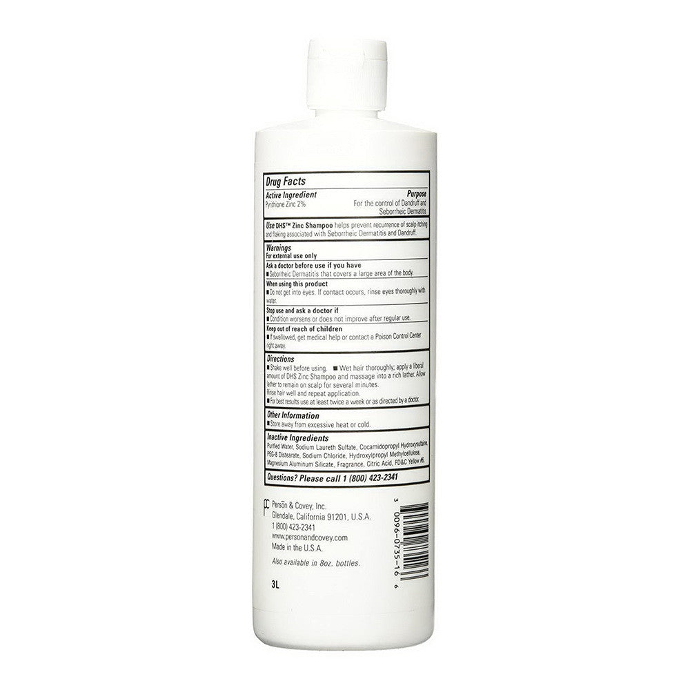 DHS Zinc Hair Shampoo Controls Dandruff, 16 Oz