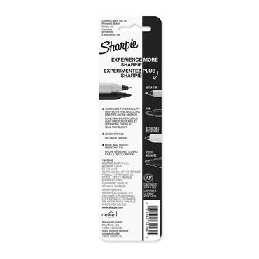 Sharpie 2pk Permanent Markers Twin Tip Black, 1 Ea