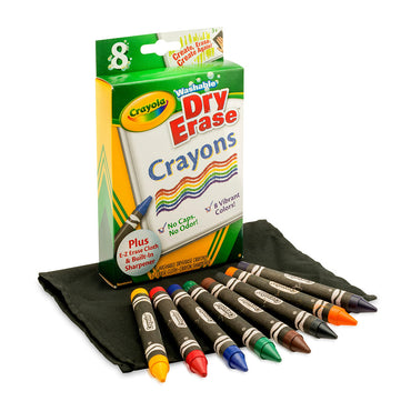 Crayola Washable Dry Erasable Crayons, Assorted Colors, Child, 8 Ct