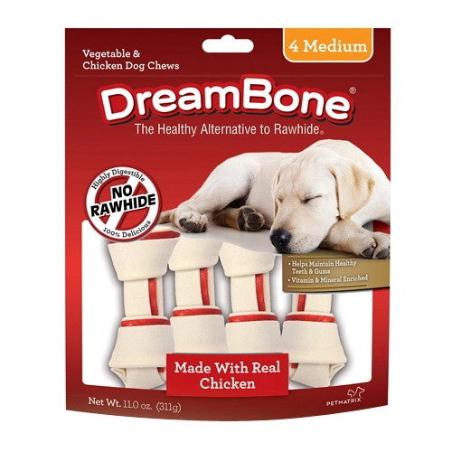 Dreambone Vegetable, Chicken Dog Chews, Rawhide Free, Medium Size, 4 Ea