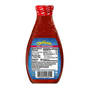 Ortega Hot Thick And Smooth Original Taco Sauce, 8 Oz