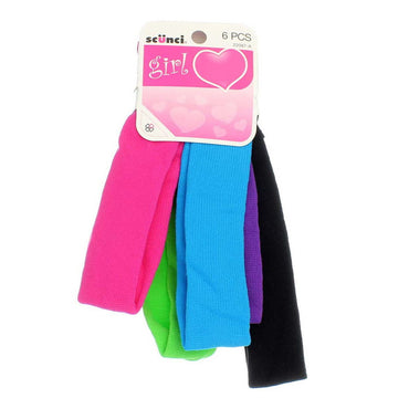 Scunci Skinny Stretch Comfort Headwraps, Assorted Bright Colors, 6 Ea