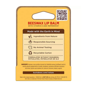 Burts Bees 100% Natural Origin Moisturizing Lip Balm, Original Beeswax, 0.15 Oz