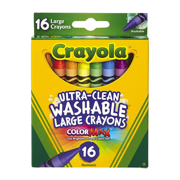 Crayola Ultra Clean Washable Color Max Nontoxic Large Crayons, 16 Ea