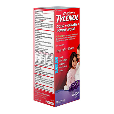 Children's Tylenol Cold + Cough + Runny Nose Medicine, Grape, 4 Oz
