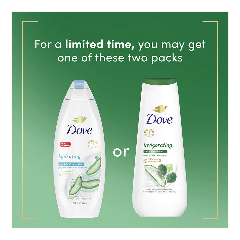 Dove Invigorating Liquid Body Wash Aloe and Eucalyptus Scent, 20 Oz