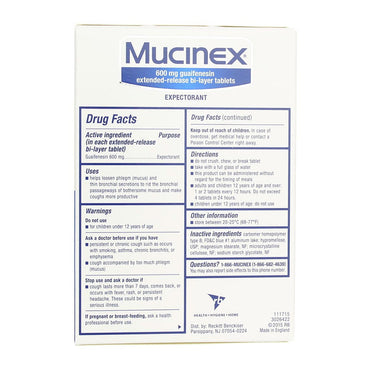 Mucinex 12 Hr Chest Congestion Expectorant, Tablets, 68 Ea
