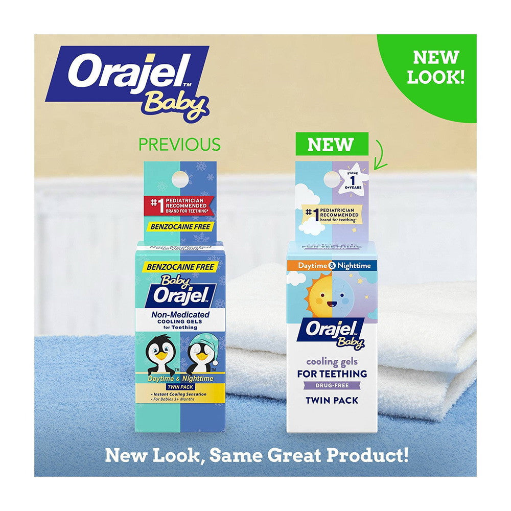 Orajel Non Medicated Daytime and Nighttime Cooling Gels for Teething, 0.18 Oz, 2 Tubes