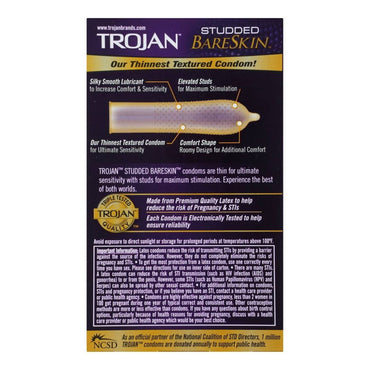 Trojan Studded Bareskin Lubricated Condoms - 10 Ea