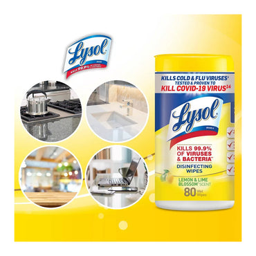 Lysol Disinfectant Wipes, Lemon and Lime Blossom, 80 Ct