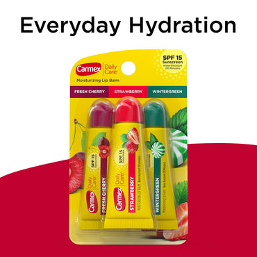 Carmex Daily Care Assorted Moisturizing Lip Balm Tubes, 0.35 Oz/3 Ea