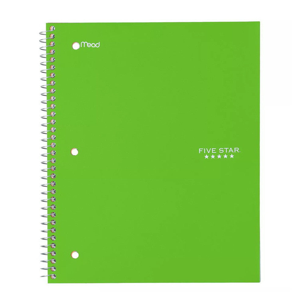 Five Star 1 Subject Wide Ruled Solid Spiral Notebook, Assorted, 1 Ea