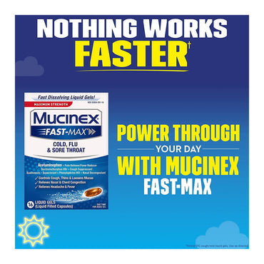 Mucinex Maximum Strength Cold, Flu, & Sore Throat Liquid Gels - 16 ea