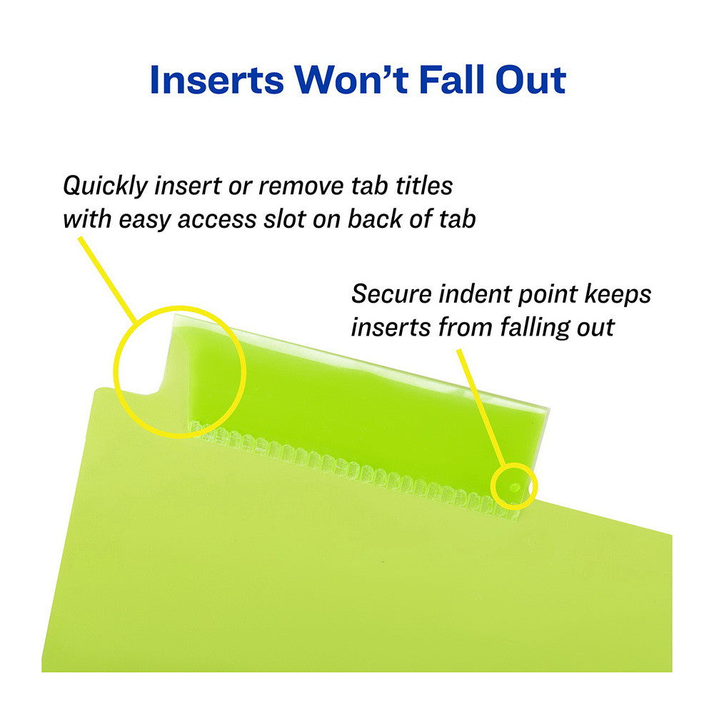 Avery Insertable Plastic Pocket Divider, Assorted, Big Tab, 5 Tab