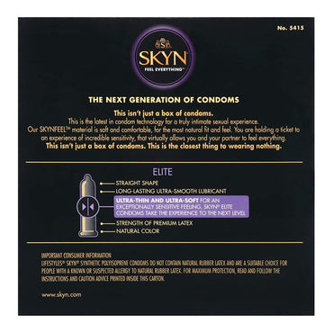 Skyn Elite Non Latex Ultra Thin, Lubricated Latex Free Condoms, 22 Ct