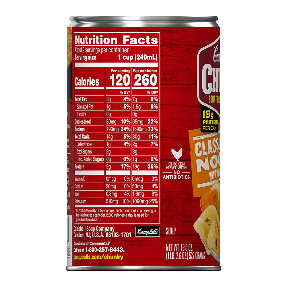 Campbell's Chunky Classic Chicken Noodle Soup, 18.6 Oz