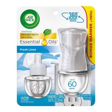 Air Wick Scented Oil Starter Kit, Snuggle Fresh Linen, 0.67 Oz