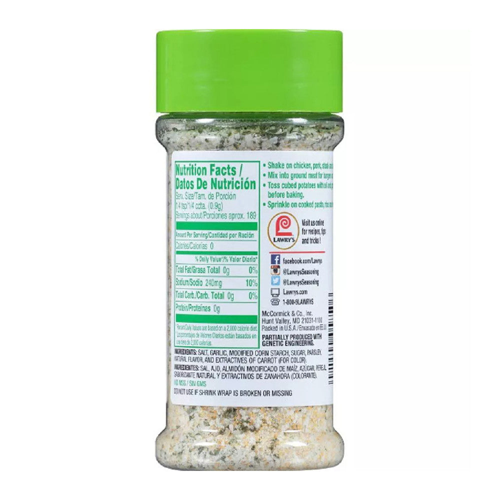 Lawrys Coarse Ground With Parsley Garlic Salt, 6 oz