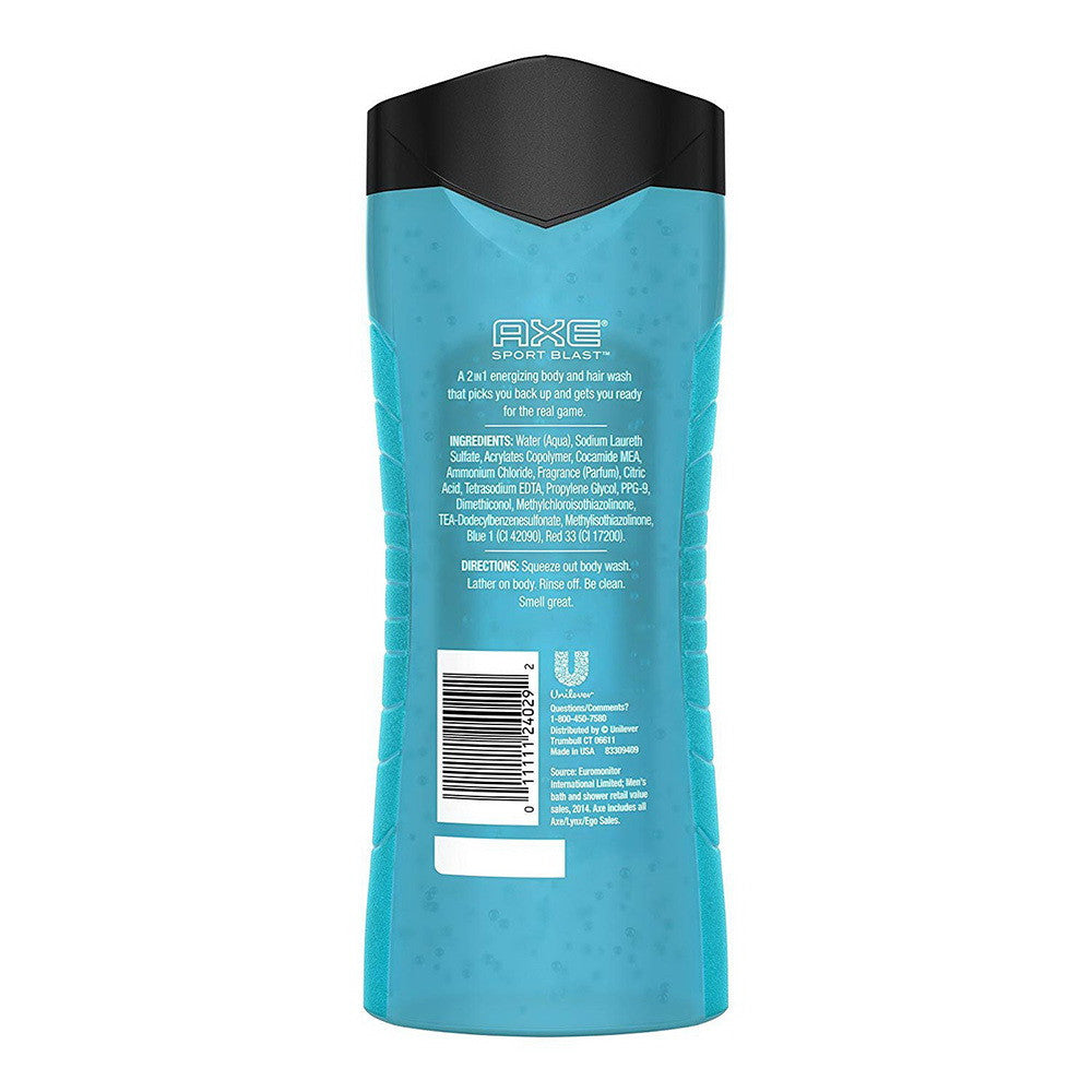 Axe Sport Blast 2 in 1 Clean and Recharged Body and Hair Wash for Men, 16 Oz