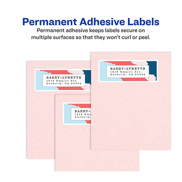Avery 18160 White Easy Peel Address Ink Jet Labels 30 Up, 1 x 2-5/8 Inches, 10 Ea