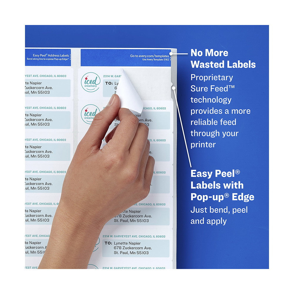 Avery 18160 White Easy Peel Address Ink Jet Labels 30 Up, 1 x 2-5/8 Inches, 10 Ea