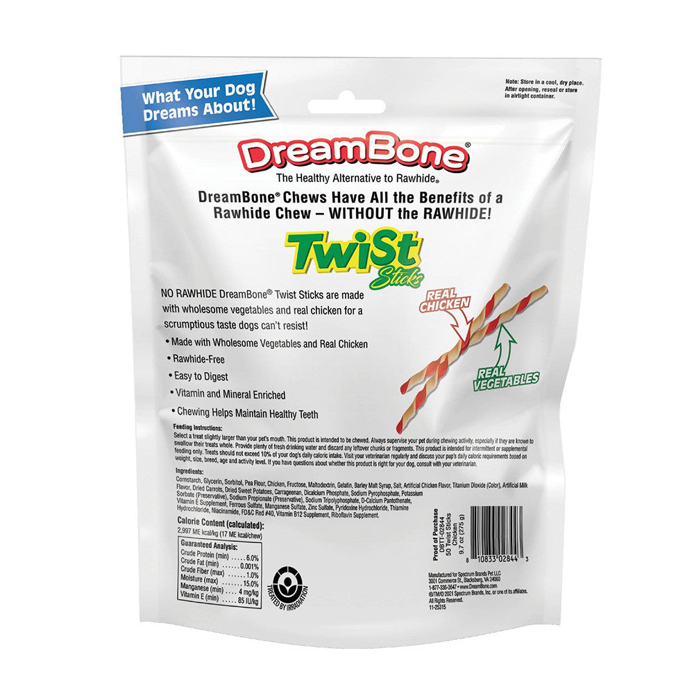 DreamBone Twist Sticks with Chicken Dog Treats, 50 Ea