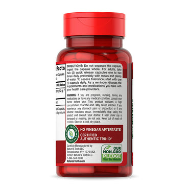 Natures Truth Triple Strength Apple Cider Vinegar Capsules, 60 Ea